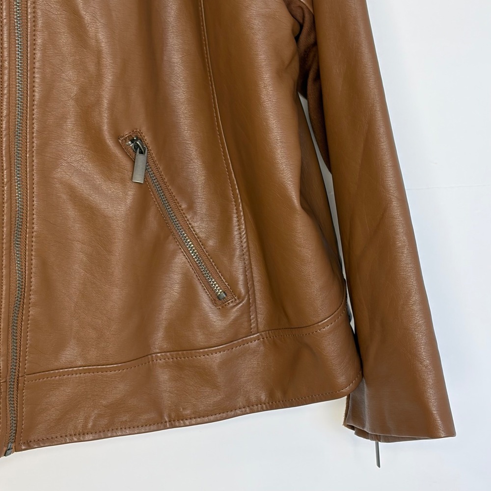 Torrid Faux Leather Moto Jacket Women 4 Brown Aviator - Picture 3 of 12